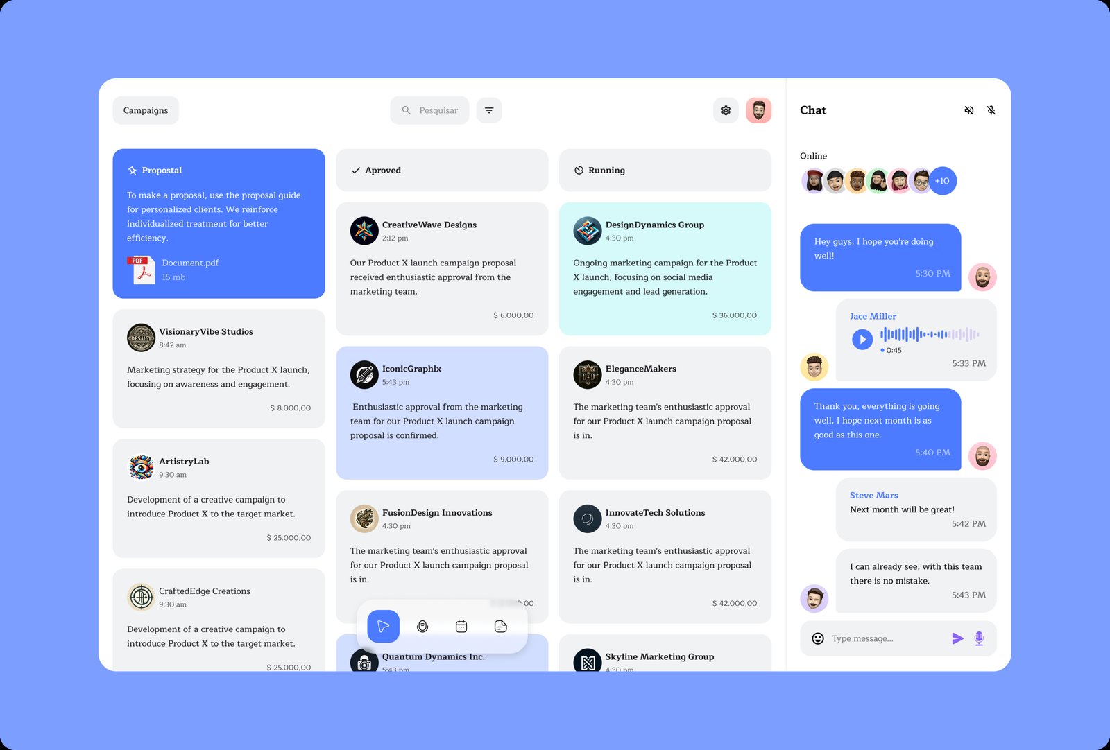 Kanban Notes em tema azul