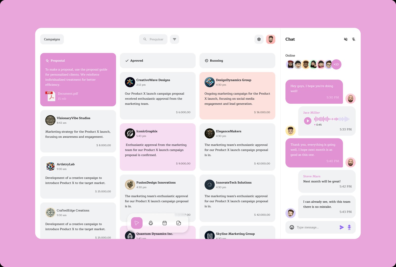 Kanban Notes em tema rosa