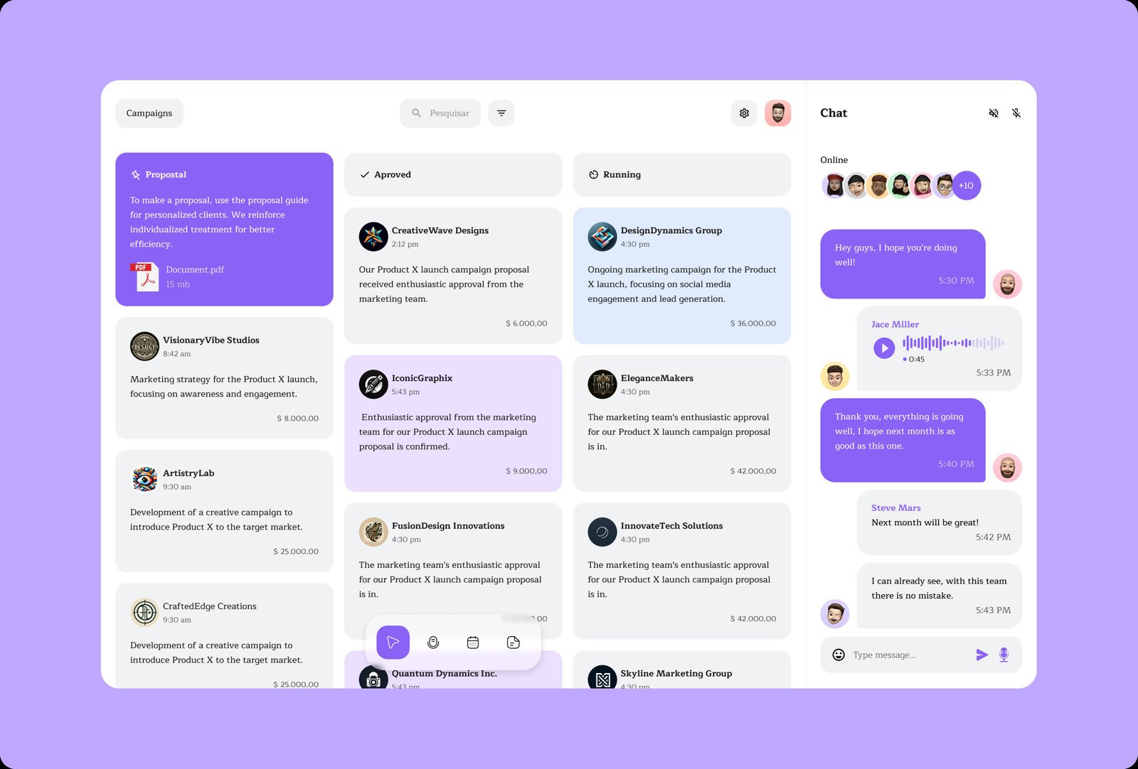 Kanban Notes em tema roxo