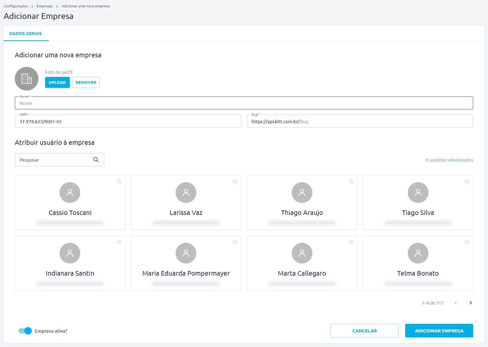 Old company registration screen, a single dense form with no visual hierarchy