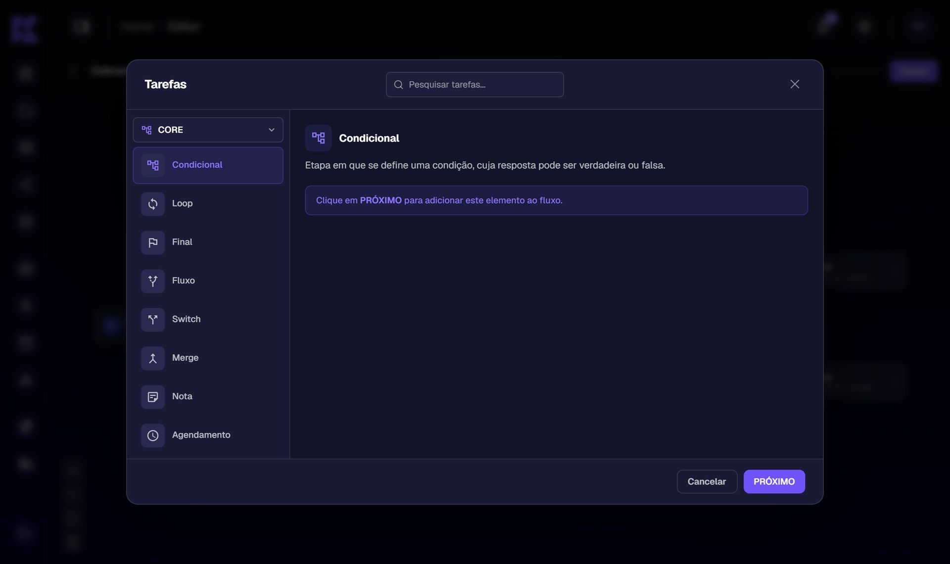 KITT task picker, with packages on the left and the chosen task described
