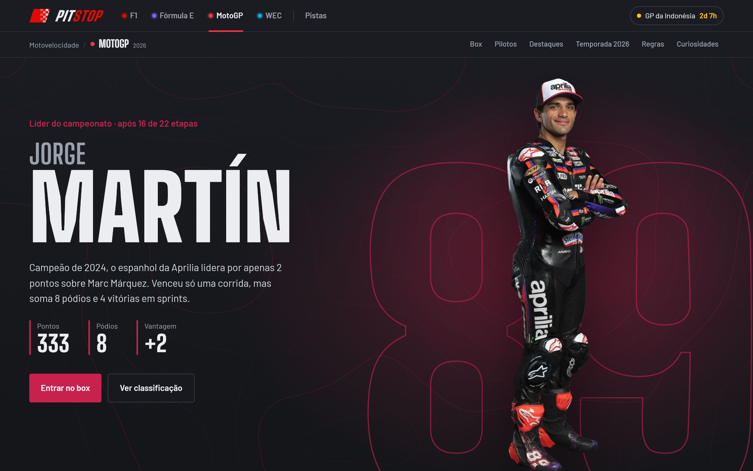 MotoGP, com a mesma estrutura e a cor da categoria