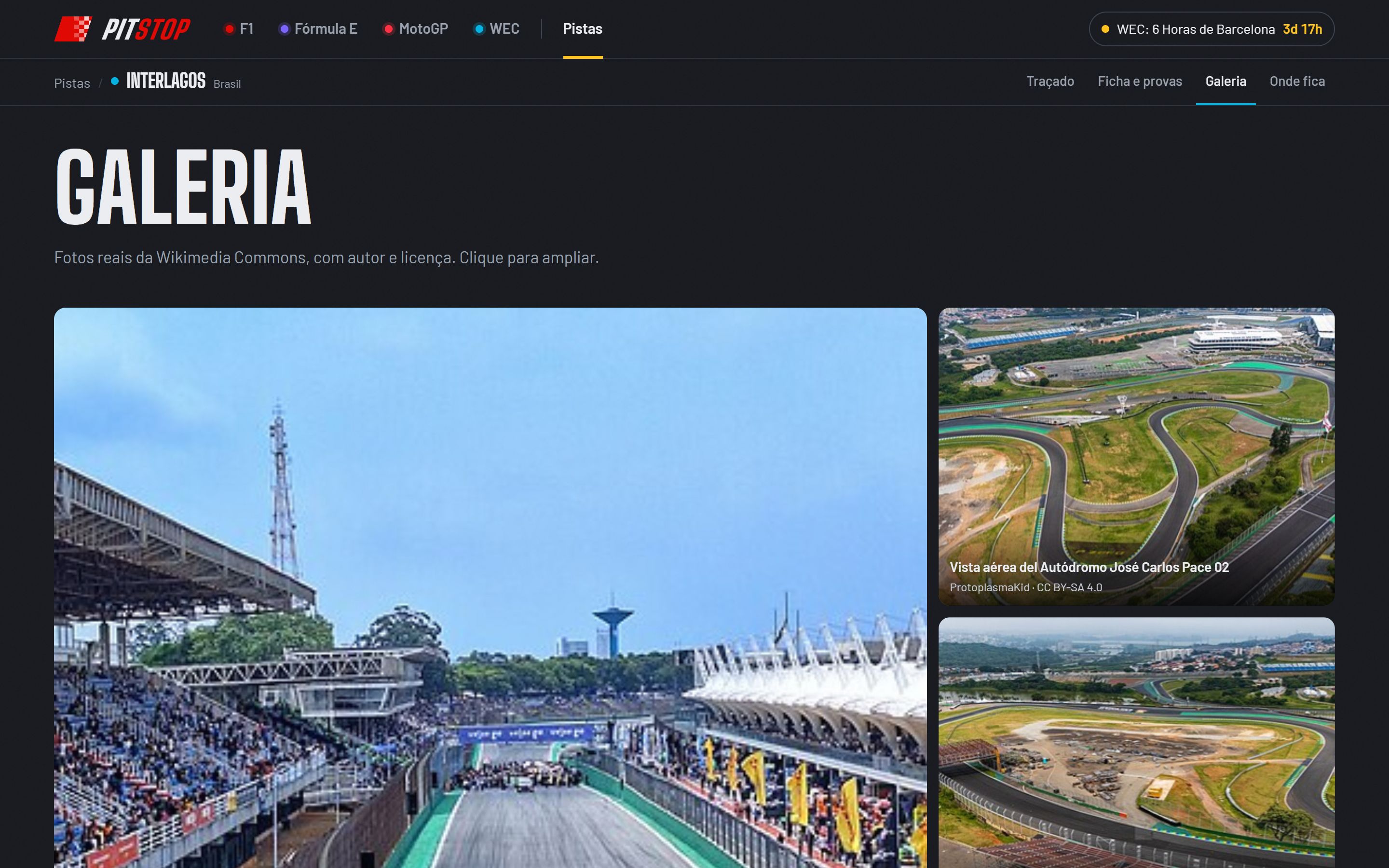 Galeria de fotos de Interlagos, cada uma com o autor e a licença